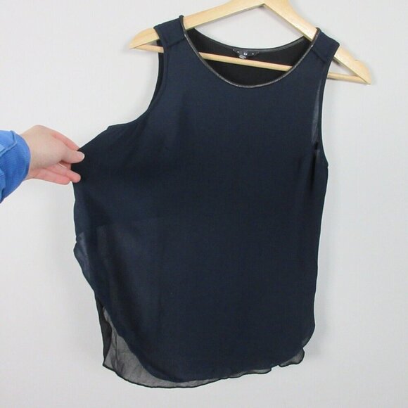 Club Monaco Women's Tank Top Blouse Round Neck Casual Pullover Black Small 106 - Picture 4 of 9